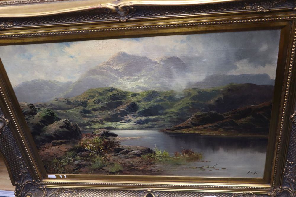 D. Hicks (b.1824), pair of oils on canvas, Mountain lake scenes, signed, 60 x 90cm